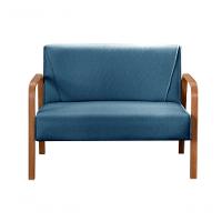 Poltrona Namoradeira Anita Decorativa Braço Madeira Moderna Linho Azul 330 - 2