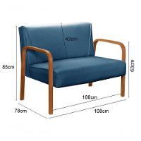 Poltrona Namoradeira Anita Decorativa Braço Madeira Moderna Linho Azul 330 - 5