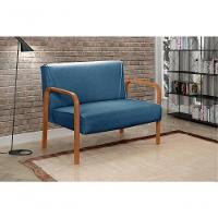 Poltrona Namoradeira Anita Decorativa Braço Madeira Moderna Linho Azul 330 - 6