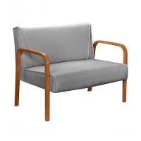 Poltrona Namoradeira Anita Decorativa Braço Madeira Moderna Linho Cinza 320 - 1