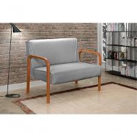 Poltrona Namoradeira Anita Decorativa Braço Madeira Moderna Linho Cinza 320 - 6