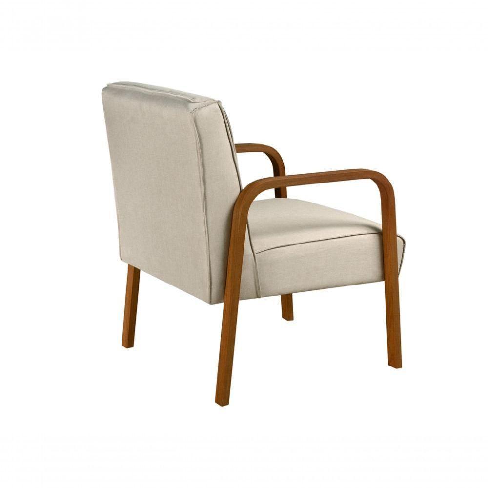 Kit 4 Poltronas Anita Moderna Decorativa Braço Madeira Linho Bege 140 - 3