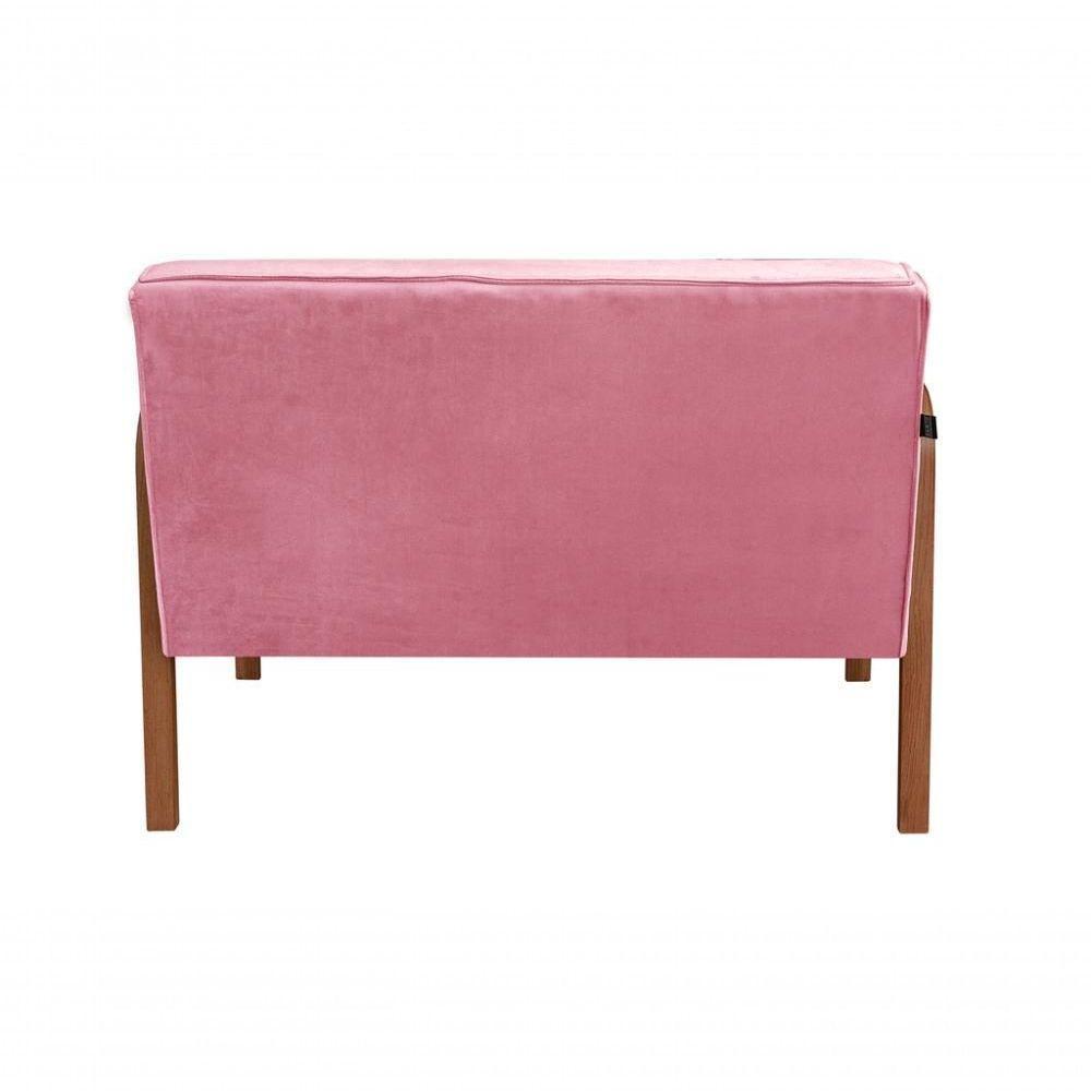 Poltrona Namoradeira Anita Decorativa Braço Madeira Moderna Suede Rosa 280 - 3