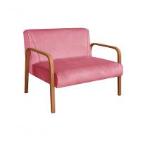 Poltrona Namoradeira Anita Decorativa Braço Madeira Moderna Suede Rosa 280 - 1