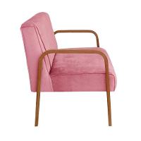 Poltrona Namoradeira Anita Decorativa Braço Madeira Moderna Suede Rosa 280 - 2