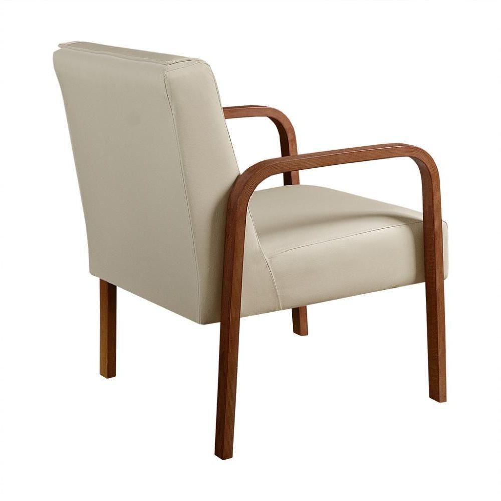 Poltrona Decorativa Anita Cadeira Moderna Sala Recepção - Corino Bege 370 - 2