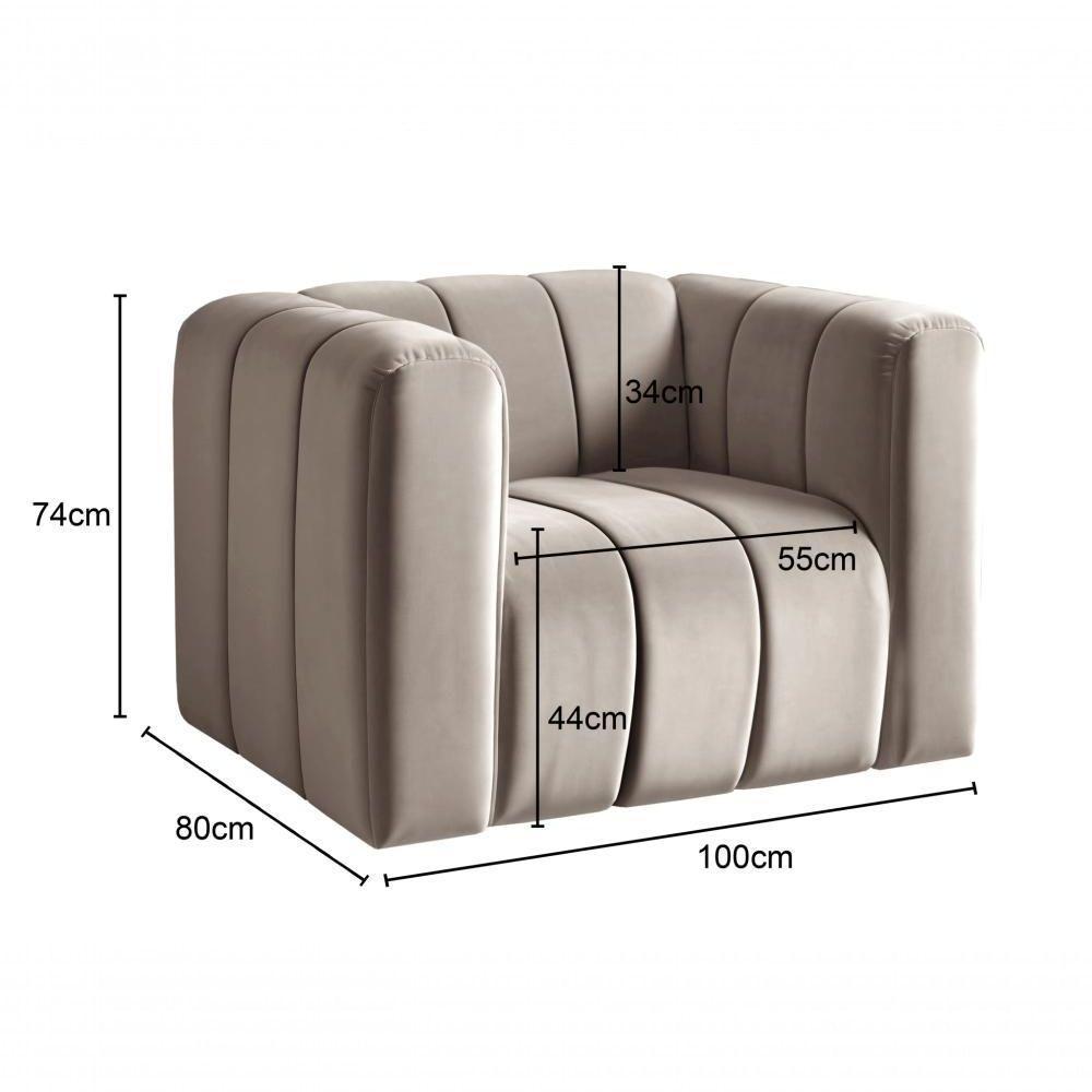 Poltrona Mona Decorativa Confortável Moderna Sala De Estar - Veludo Capuccino 250 - 2