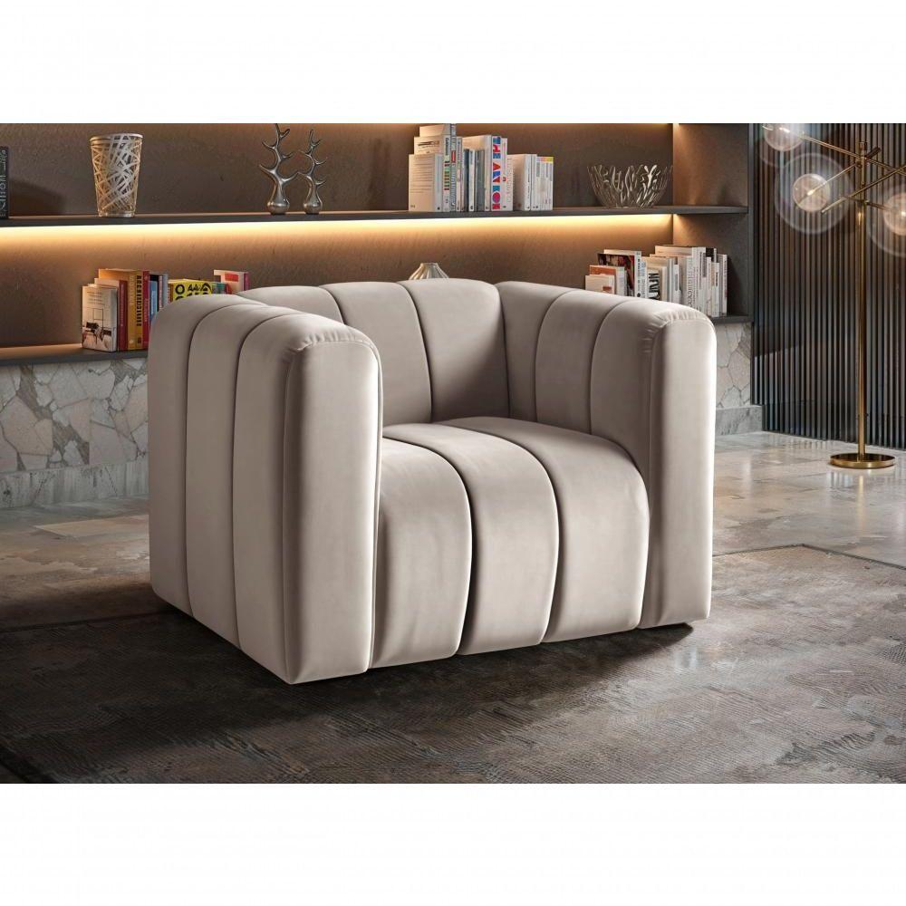 Poltrona Mona Decorativa Confortável Moderna Sala De Estar - Veludo Capuccino 250 - 3