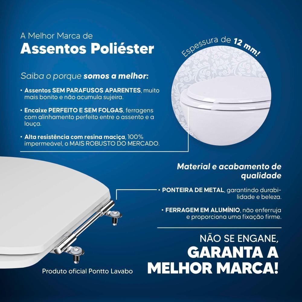 Tampa De Vaso Poliester Turquesa Branco Para Bacia Pettra 6lpf - 5