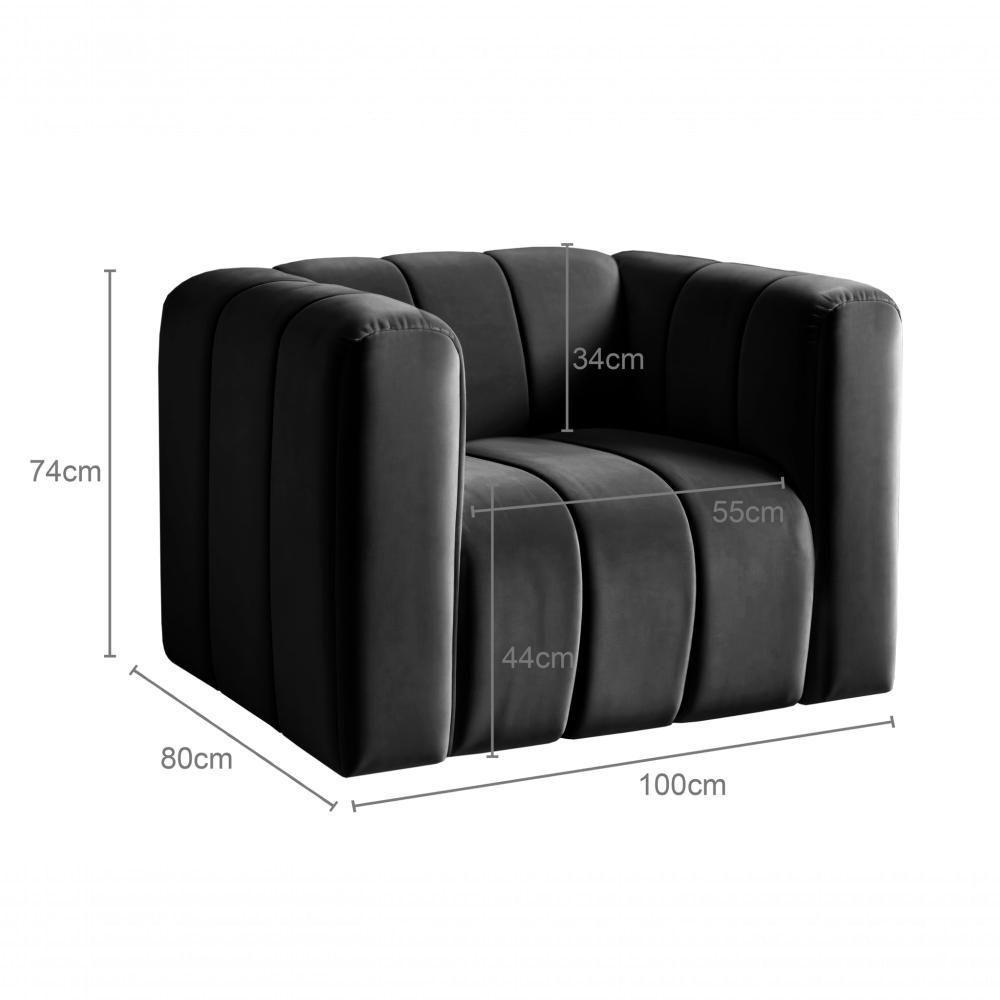 Poltrona Mona Decorativa Confortável Moderna Sala De Estar - Veludo Preto 410 - 2