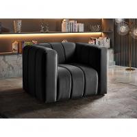 Poltrona Mona Decorativa Confortável Moderna Sala De Estar - Veludo Preto 410 - 3