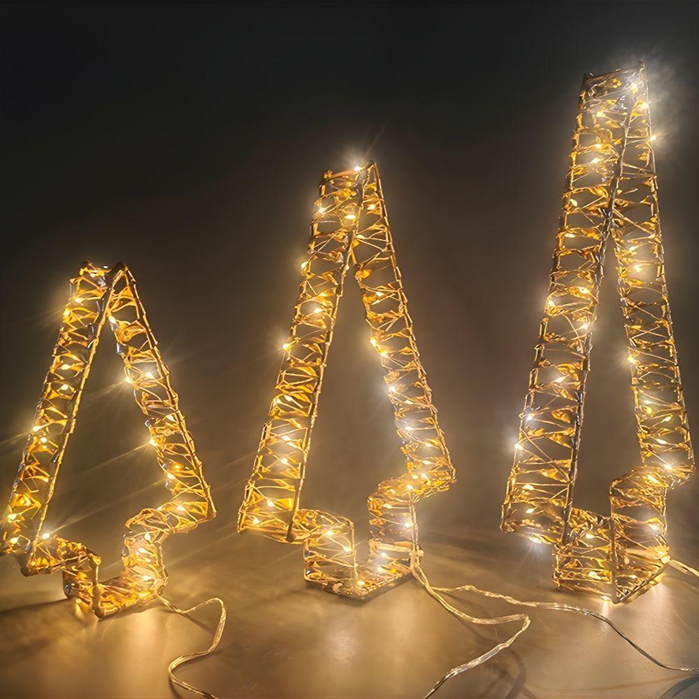 Enfeite Natalino Iluminado Led Pinheiro 3d Dourada Bivolt - 2