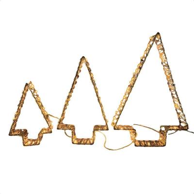 Enfeite Natalino Iluminado Led Pinheiro 3d Dourada Bivolt