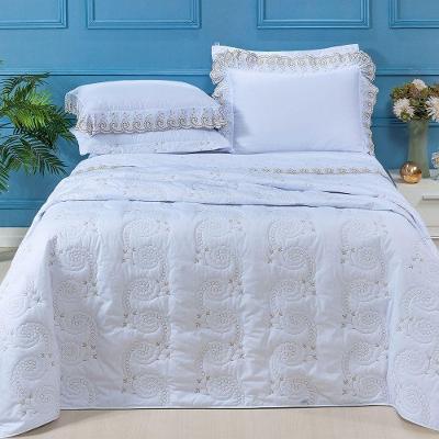 Cobre Leito + Jogo De Cama 7 Peças King Percal 200 Fios Mistral 100% Algodão - Branco