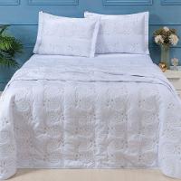 Cobre Leito + Jogo De Cama 7 Peças Queen Percal 200 Fios Mistral 100% Algodão - Branco