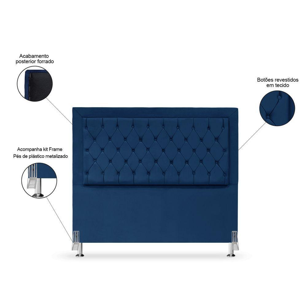 Cabeceira De Cama Box Casal 140 Cm Baronesa Cor:azul Marinho - 3