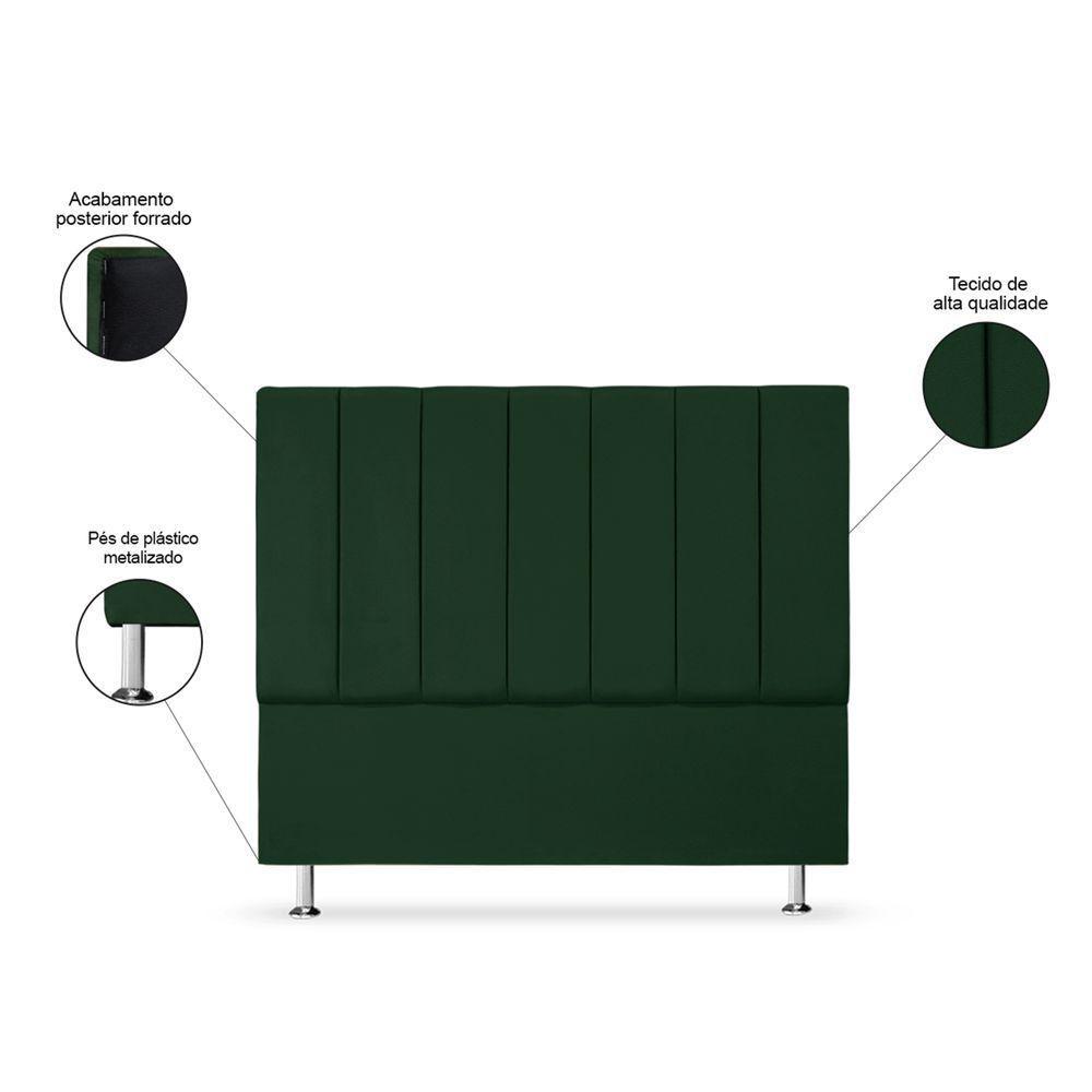 Cabeceira Estofada Cama Box Casal 140 Cm Carla Premium - Veludo Verde - 2