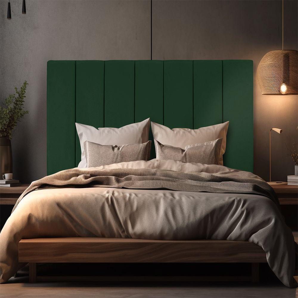 Cabeceira Estofada Cama Box Casal 140 Cm Carla Premium - Veludo Verde - 6