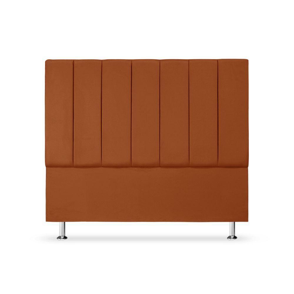 Cabeceira Estofada Cama Box Casal 140 Cm Carla Premium - Veludo Terra Cota - 4