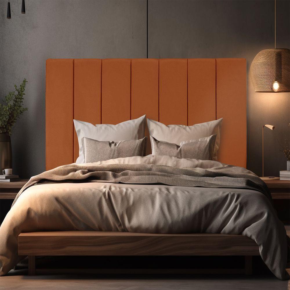 Cabeceira Estofada Cama Box Casal 140 Cm Carla Premium - Veludo Terra Cota - 6