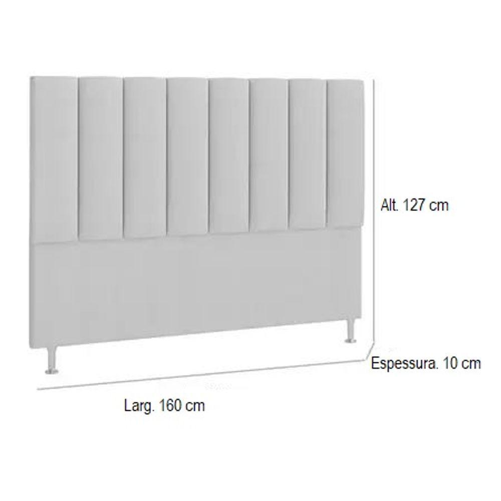 Cabeceira Estofada Cama Box Queen 160 Cm Carla - Bege - 2