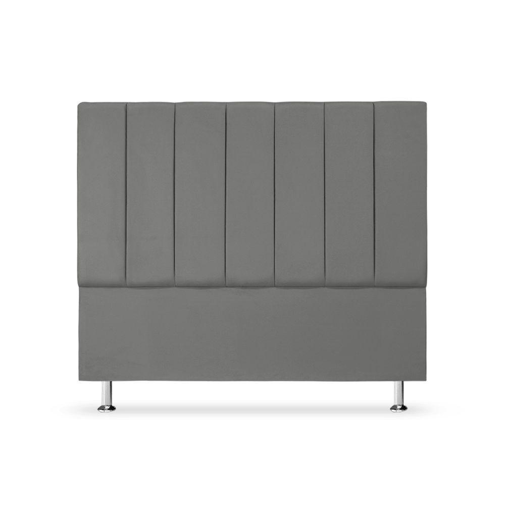Cabeceira Estofada Cama Box Casal 140 Cm Carla Premium - Veludo Cinza Grafite - 2