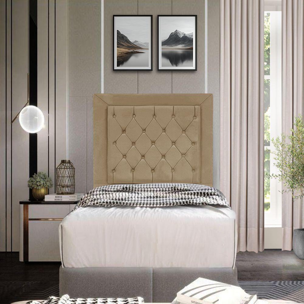 Cabeceira De Cama Box Solteiro 90 Cm Baronesa - Bege Escuro - 4