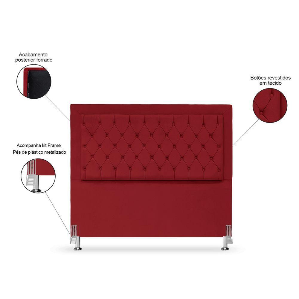 Cabeceira De Cama Box Casal 140 Cm Baronesa Cor:vermelho - 2