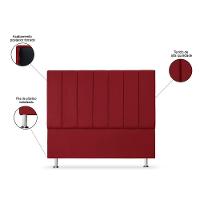 Cabeceira Estofada Cama Box Casal 140 Cm Carla Premium - Veludo Vermelho - 2