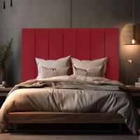 Cabeceira Estofada Cama Box Casal 140 Cm Carla Premium - Veludo Vermelho - 6