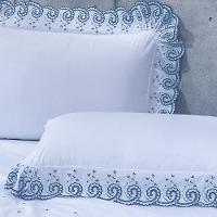 Cobre Leito + Jogo De Cama 7 Peças Queen Percal 200 Fios Mistral 100% Algodão - Topázio - 7