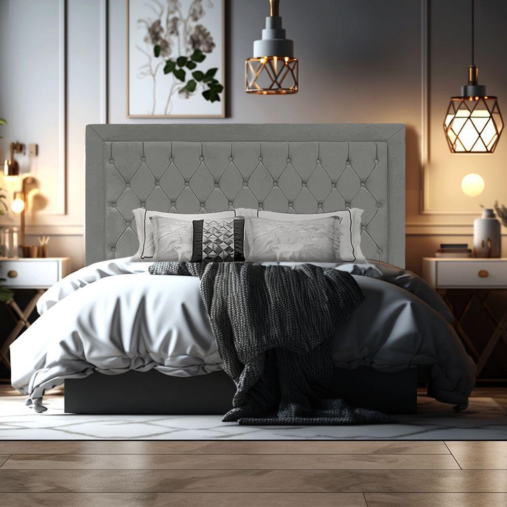Cabeceira De Cama Box Casal 140 Cm Baronesa - Veludo Cinza Grafite - 4