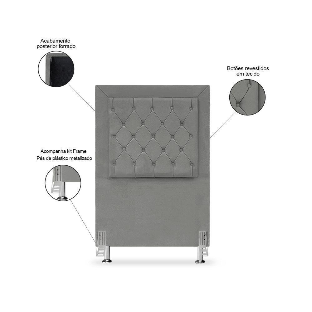 Cabeceira De Cama Box Solteiro 90 Cm Baronesa - Cinza Grafite - 3