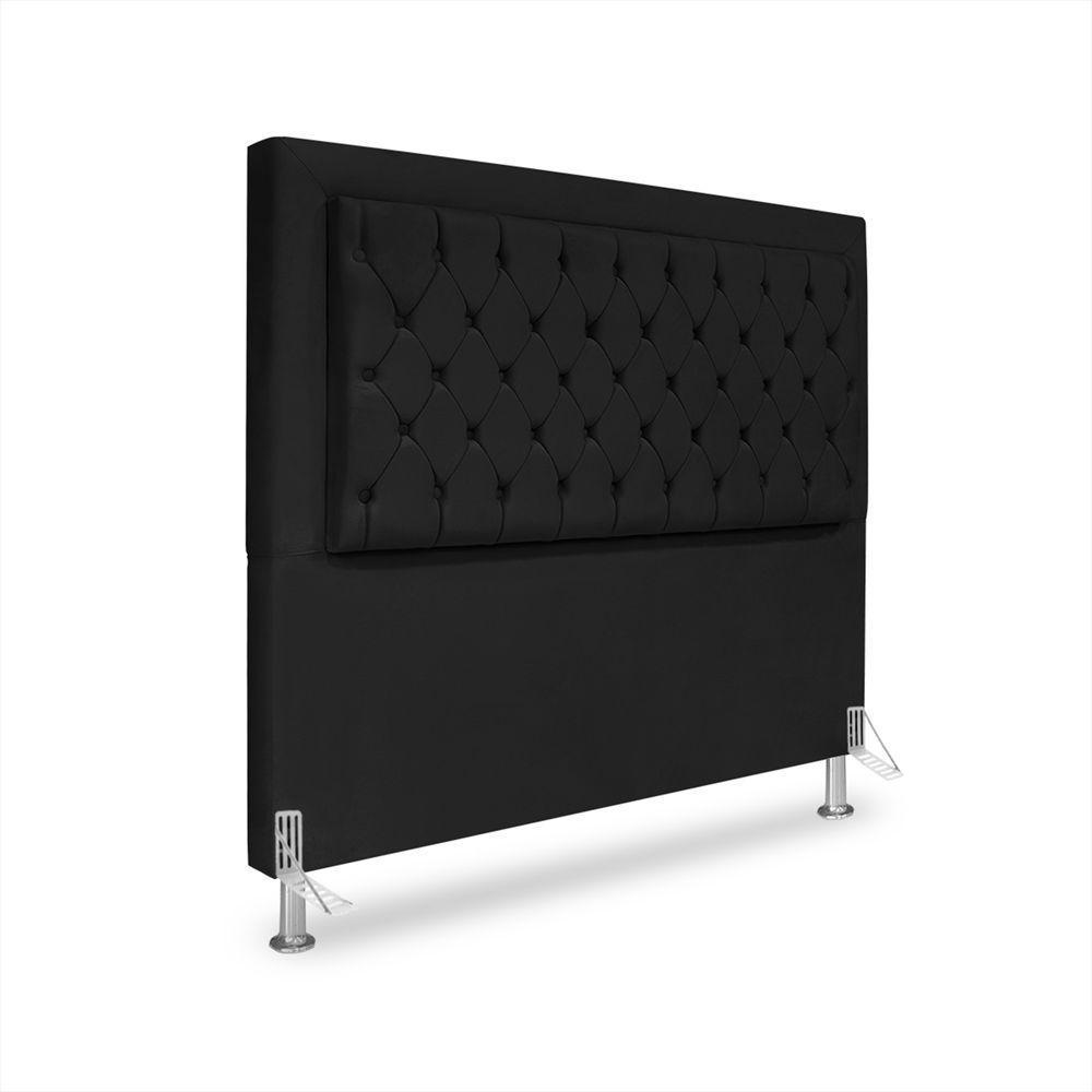 Cabeceira De Cama Box Casal 140 Cm Baronesa Cor:preto - 1