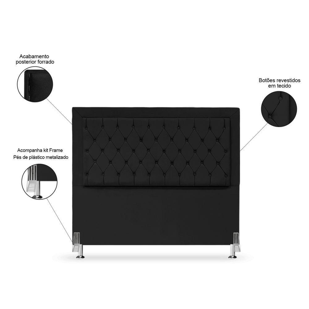 Cabeceira De Cama Box Casal 140 Cm Baronesa Cor:preto - 3