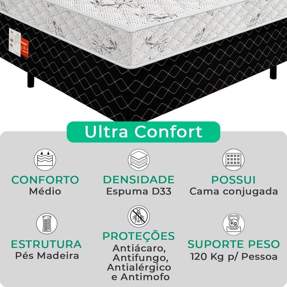 Cama Conjugada Ultra Confort Molas Ensacadas Preto Tamanho:88x188x50 - 2