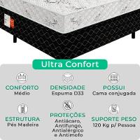 Cama Conjugada Ultra Confort Molas Ensacadas Preto Tamanho:88x188x50 - 2