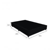 Cama Box Casal - Tecido Sintético Preto Com Colchão Extra Firme D28 - Suporta 80kg - 2