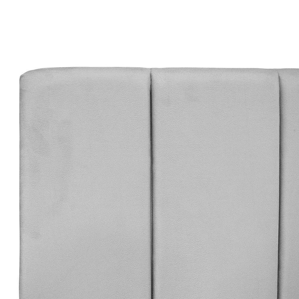 Cabeceira Estofada Cama Box Casal 140 Cm Carla Premium - Veludo Cinza - 7