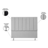 Cabeceira Estofada Cama Box Casal 140 Cm Carla Premium - Veludo Cinza - 2