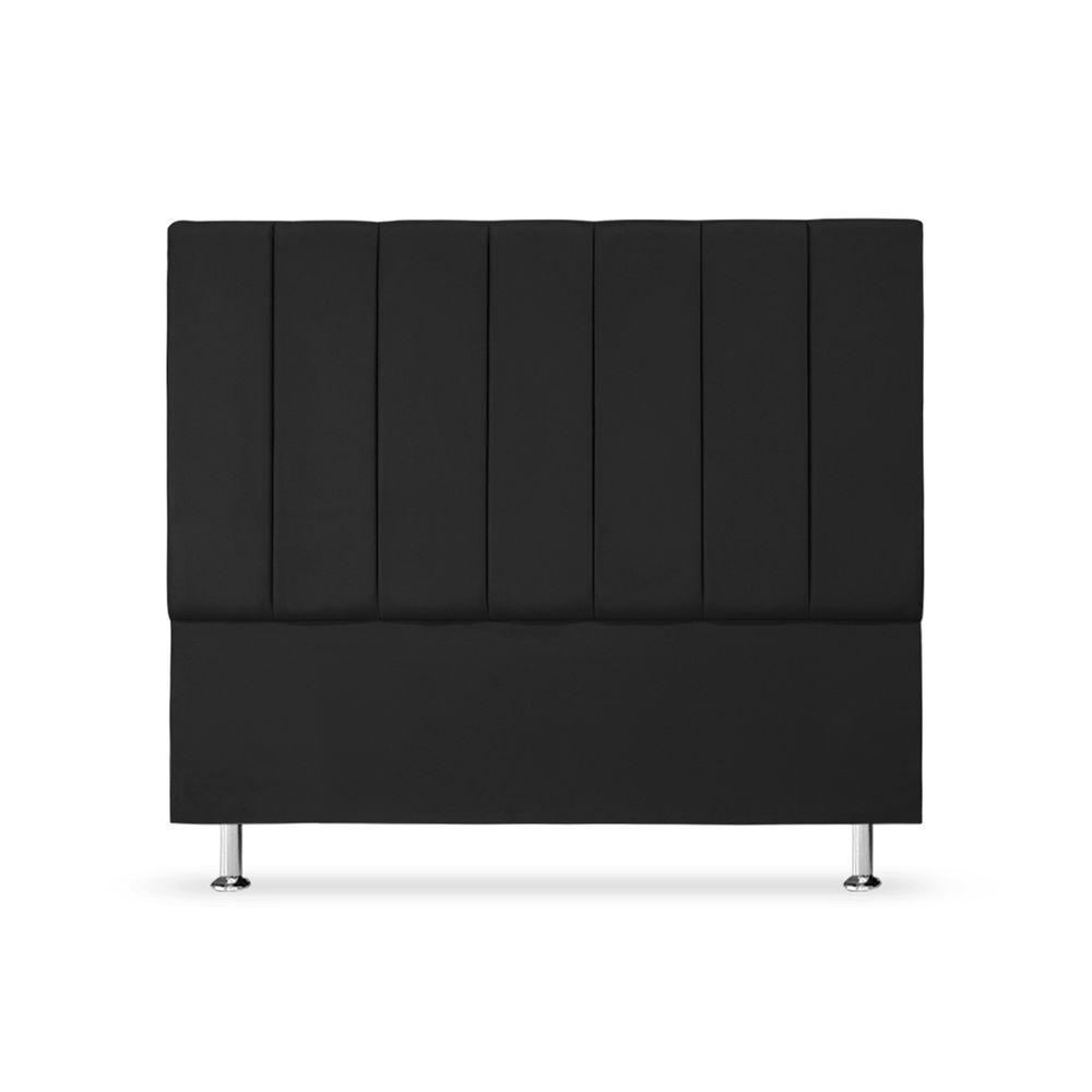 Cabeceira Estofada Cama Box Casal 140 Cm Carla Premium - Veludo Preto - 2