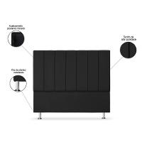 Cabeceira Estofada Cama Box Casal 140 Cm Carla Premium - Veludo Preto - 3