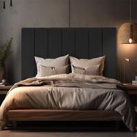 Cabeceira Estofada Cama Box Casal 140 Cm Carla Premium - Veludo Preto - 7