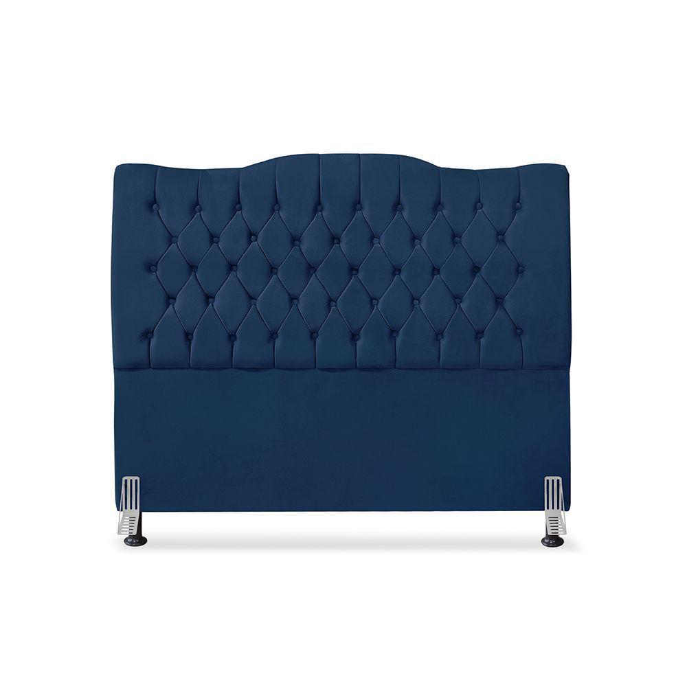 Cabeceira De Cama Box Casal 140 Cm Dunas - Veludo Azul Marinho - 2