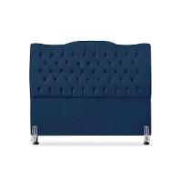 Cabeceira De Cama Box Casal 140 Cm Dunas - Veludo Azul Marinho - 2