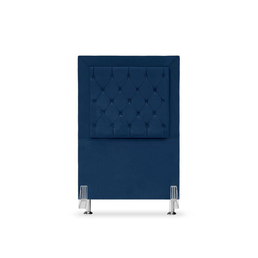 Cabeceira De Cama Box Solteiro 90 Cm Baronesa - Veludo Azul - 2