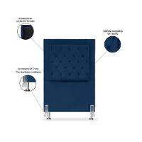 Cabeceira De Cama Box Solteiro 90 Cm Baronesa - Veludo Azul - 3