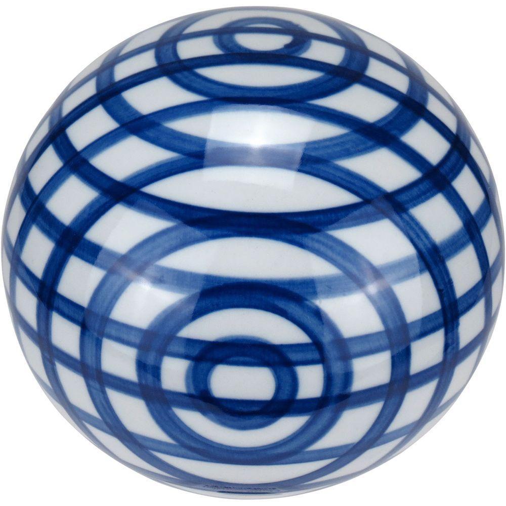 Esfera Azul Bola Decorativa Home&co Xadrez Cerâmica 10x10 - 1