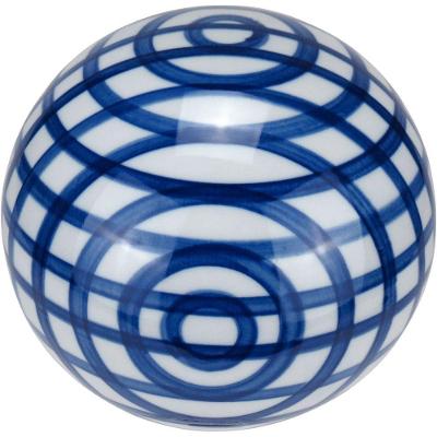 Esfera Azul Bola Decorativa Home&co Xadrez Cerâmica 10x10