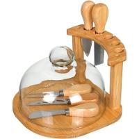 Jogo 7 Peças Para Queijo Home&co Com Tampa De Vidro Bambu - 1